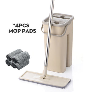 Hands-Free Wringing Flat Mop