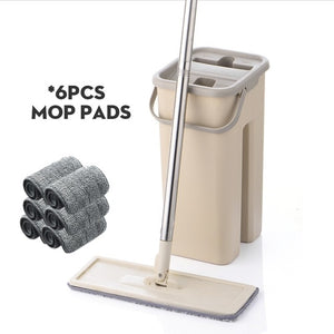 Hands-Free Wringing Flat Mop